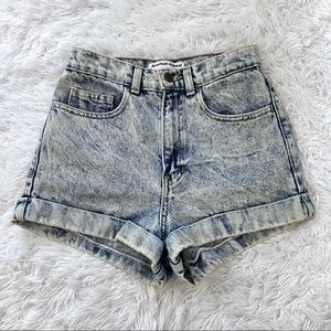 American Apparel Acid Wash Mom Shorts